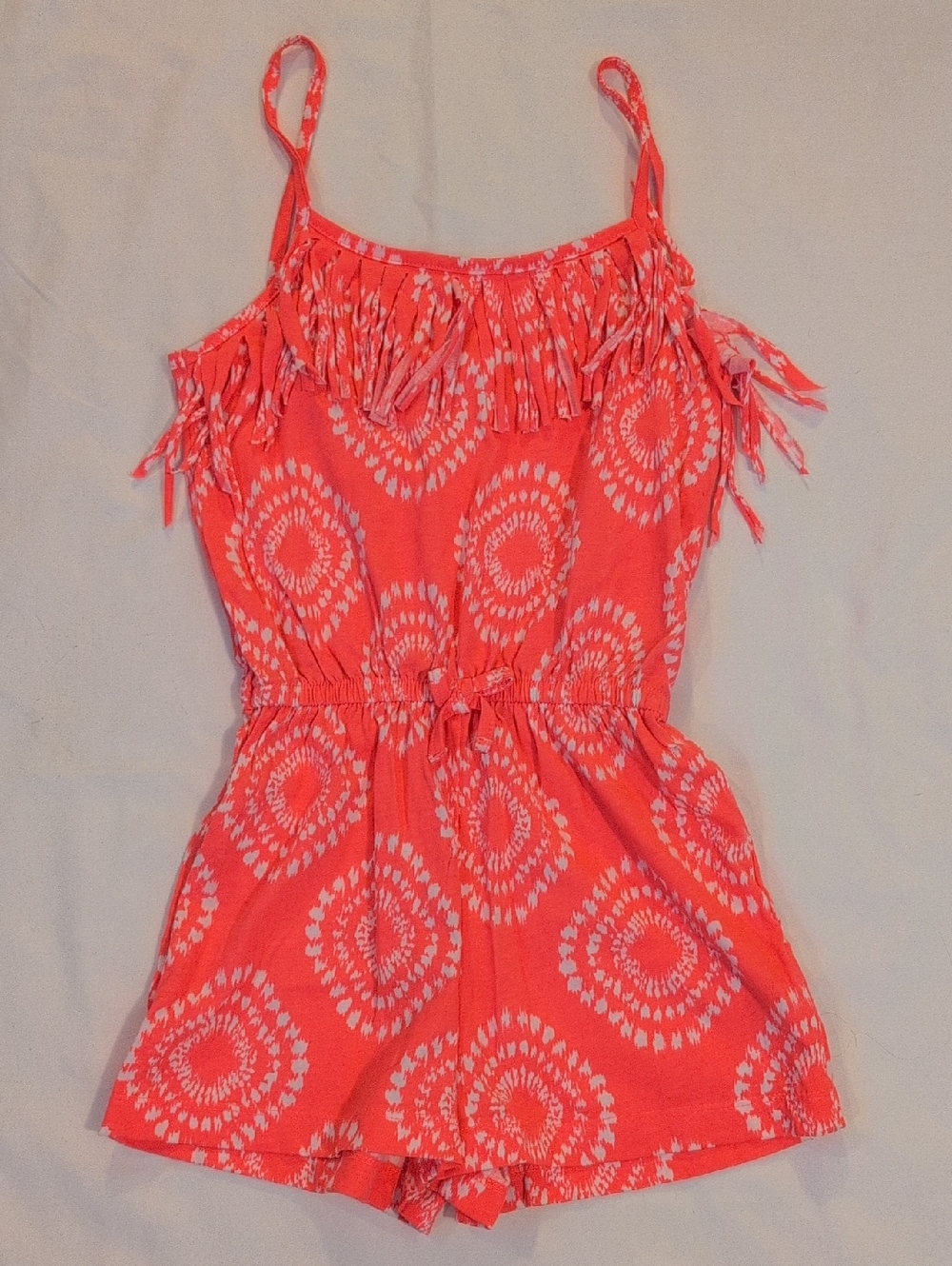 Extremely Me Girls Romper Size 10/12 Coral Tie Dye Ruffle Summer Outfit